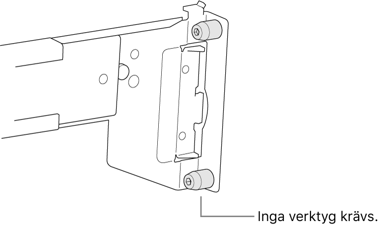 En skenmontering som passar i ett rack med fyrkantiga hål.