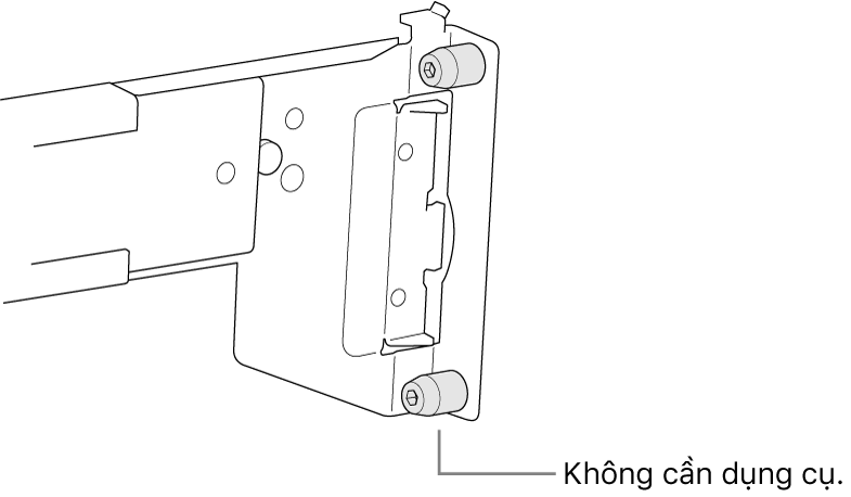 Một cụm thanh ray khớp với giá đỡ lỗ vuông.