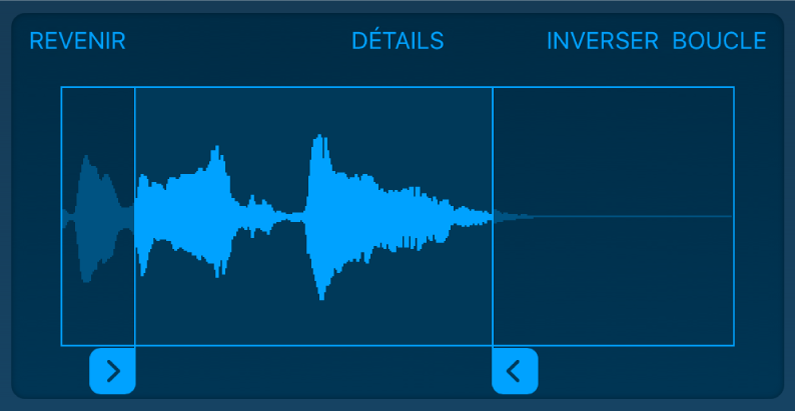 Faites glisser les poignées bleues afin d’élaguer le début ou la fin du sample.