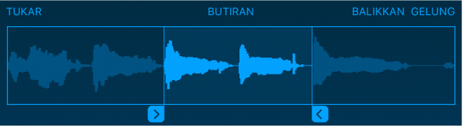 Seret pemegang biru untuk memangkas permulaan atau penghujung sampel.