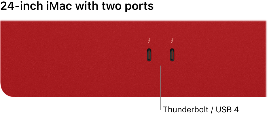 An iMac showing two Thunderbolt / USB 4 ports.