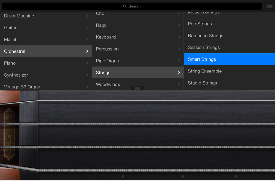 Figure. Strings Touch Instrument with Library.