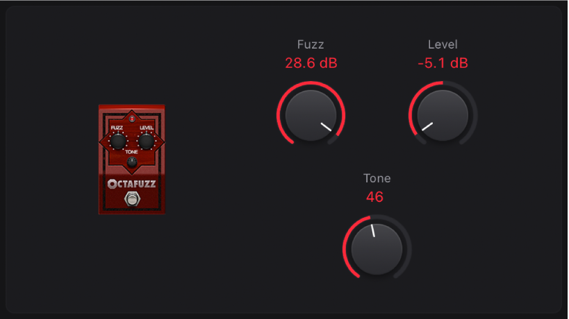 Abbildung. Das Effektpedalfenster „Octafuzz“