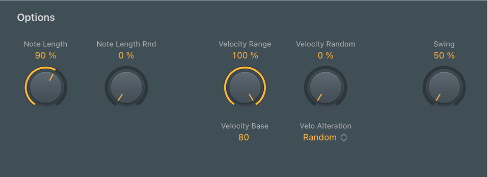 Abbildung. Optionsparameter des Arpeggiators