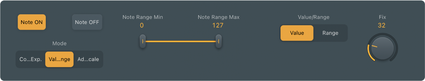 Abbildung. Parameter „Value/Range“ im Velocity Processor