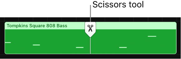 Figure. Region showing Scissors tool in the center.