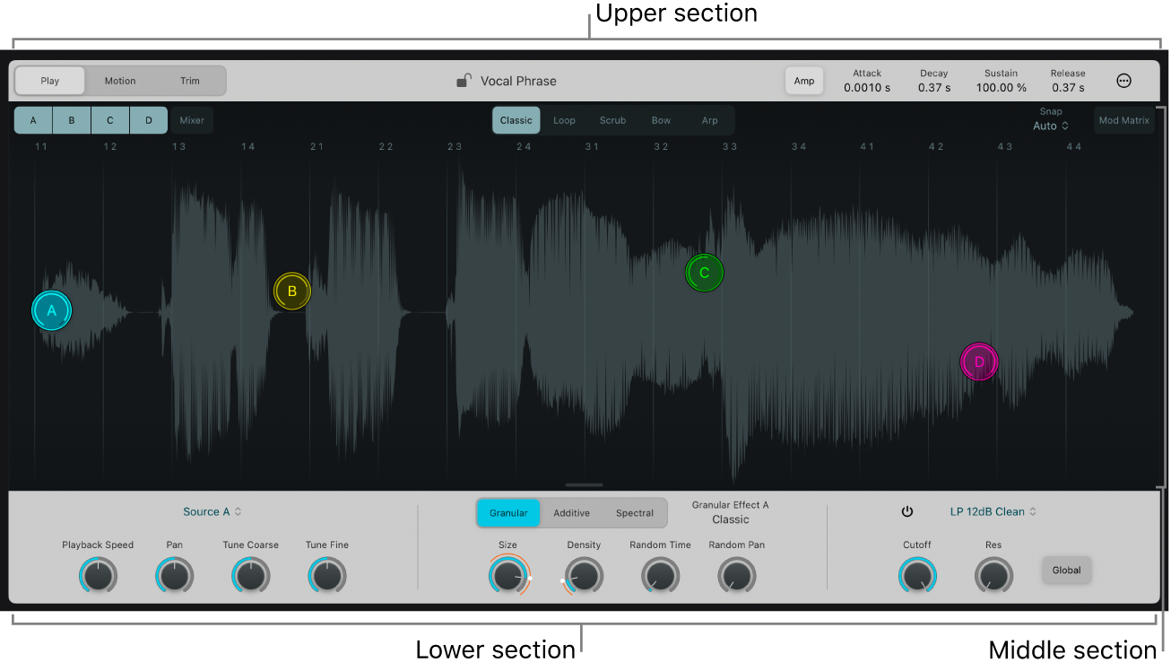 Figure. Full Sample Alchemy interface, showing all parameters.