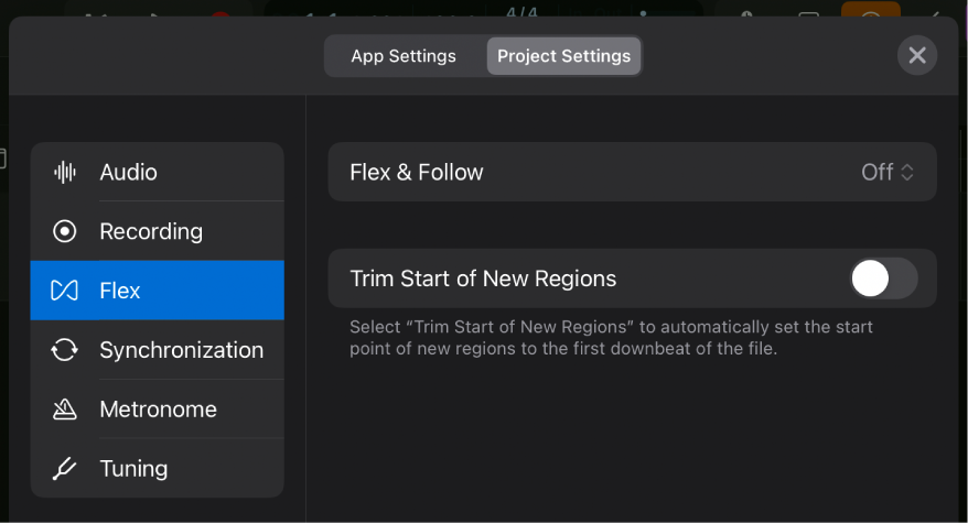 Flex project settings.