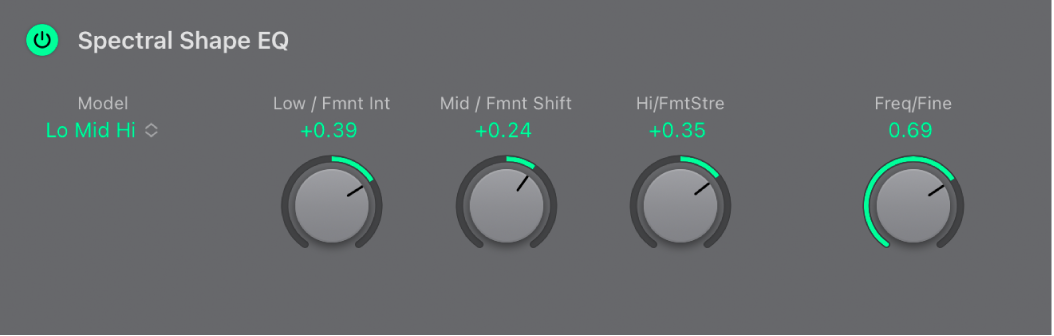 Ilustración. Parámetros de “Spectral Shape EQ”.