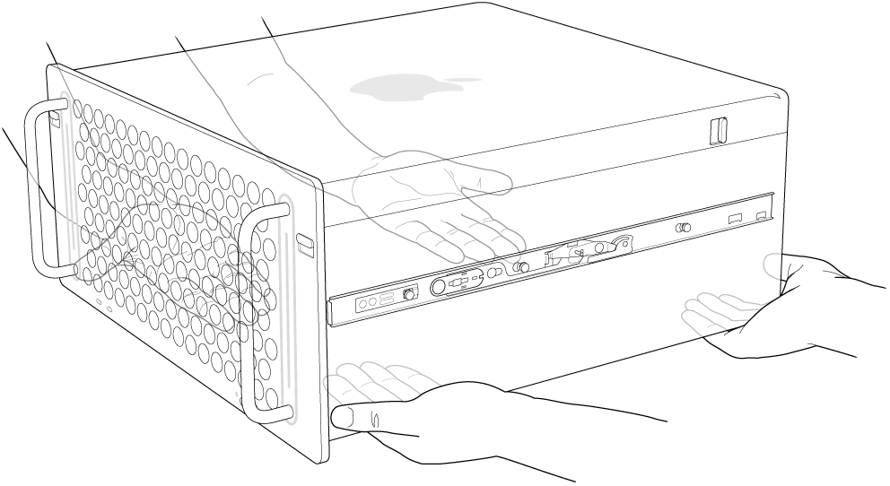 يدان مقابل يدين ترفع الـ Mac Pro.