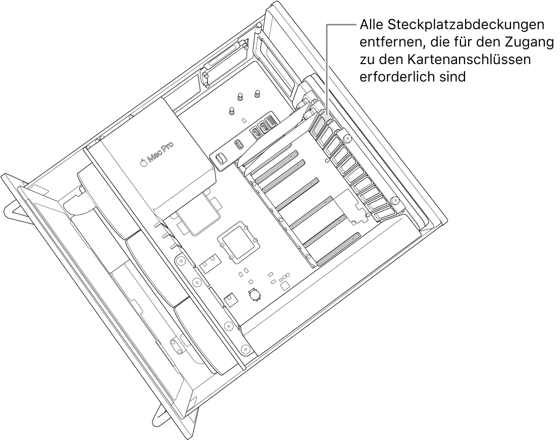 Eine Steckplatzabdeckung wird entfernt.