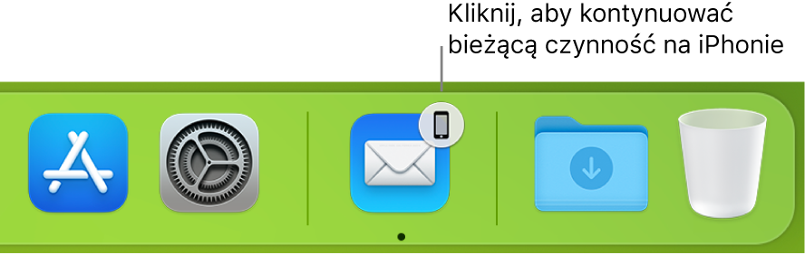 Ikona funkcji Handoff widoczna w Docku.