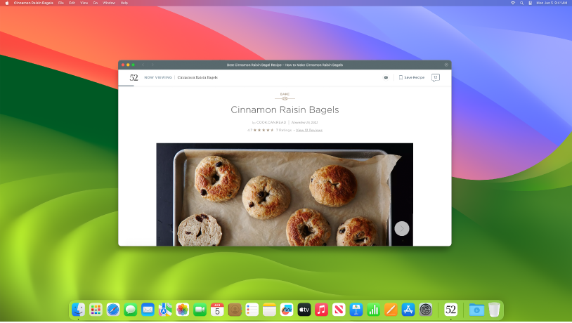 Açık bir Safari penceresi ve Dock’ta gösterilen ilgili web uygulaması.