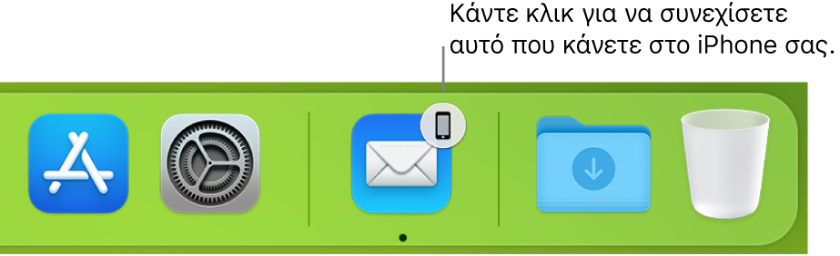 Το εικονίδιο Handoff που είναι ορατό στο Dock.