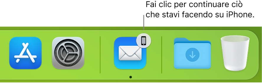 L’icona di Handoff visibile nel Dock.