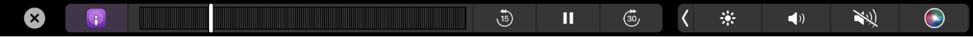 Touch Bar Podcast với một podcast đang phát.