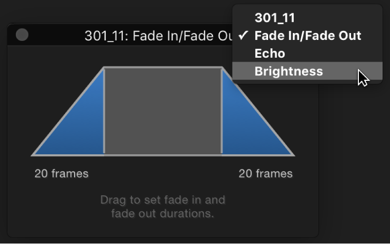 HUD showing pop-up menu of control set options