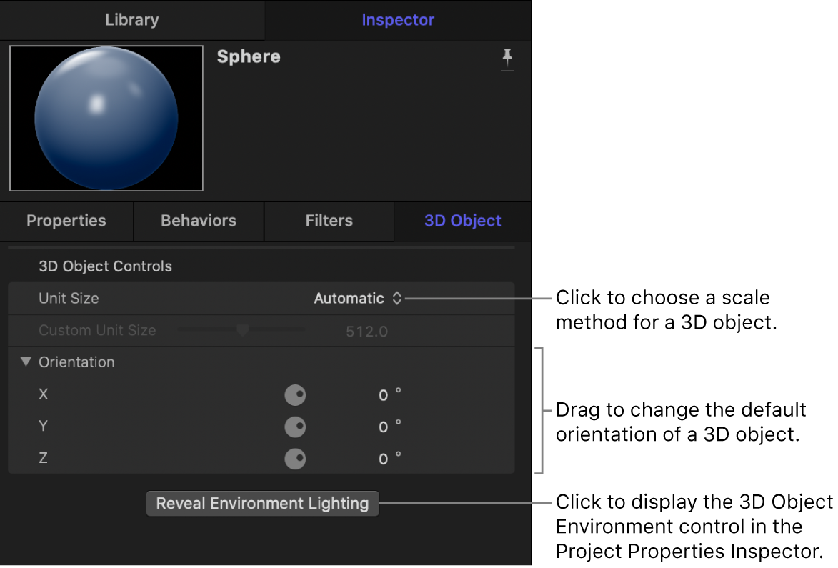 Inspector de objetos 3D