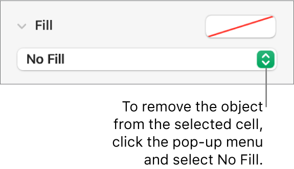 The control for removing an object from the selected cell.