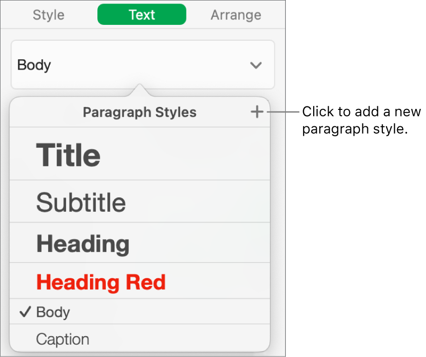 The dialog for creating a new paragraph style.