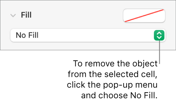 The control for removing an object from the selected cell.