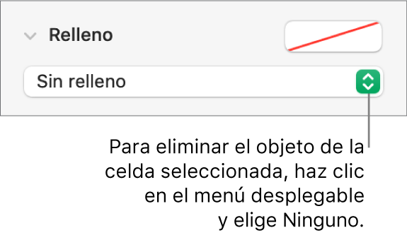 El control para eliminar un objeto de la celda seleccionada.