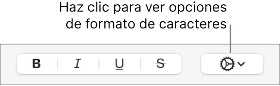 El botón “Más opciones de texto” junto a los botones Negrita, Cursiva, Subrayado y Tachado.