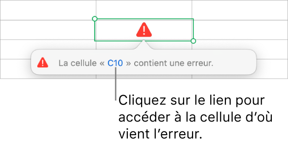 Lien d’erreur de cellule.