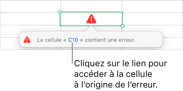 Lien d’erreur de cellule.