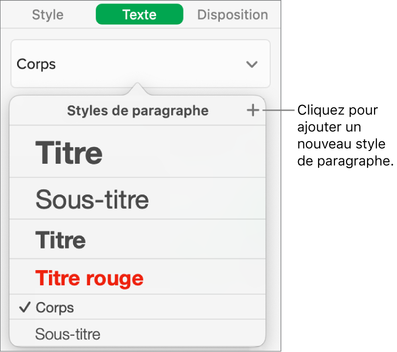 Zone de dialogue permettant de créer un nouveau style de paragraphe.