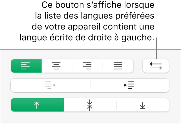 Le bouton « Direction du paragraphe » dans la section Alignement de la barre latérale Format.