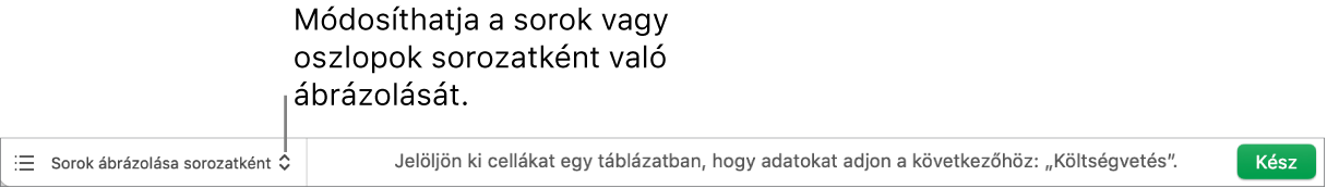 Előugró menü, amelyben kiválaszthatja, hogy a sorokat vagy oszlopokat sorozatként szeretné-e ábrázolni.