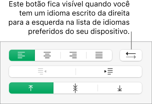 Botão Direção do Parágrafo na seção Alinhamento da barra lateral Formatar.