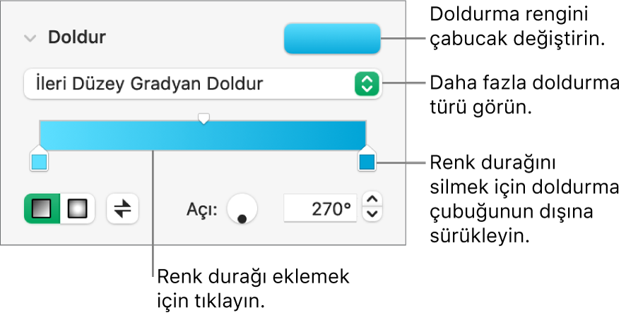 Nesneleri renkle doldurma denetimleri.