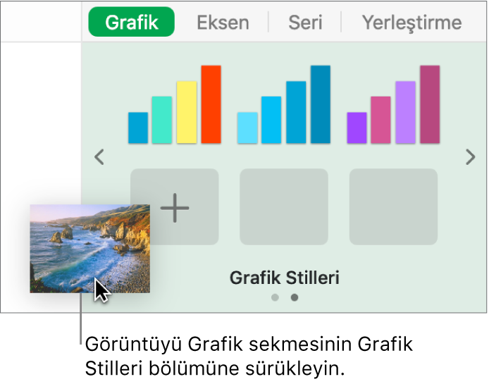 Yeni bir stil yaratmak için bir görüntüyü kenar çubuğunun grafik stilleri bölümüne sürükleme.