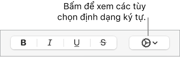 Nút Tùy chọn nâng cao bên cạnh các nút Đậm, Nghiêng, Gạch chân và Gạch xuyên.