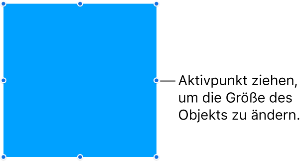 Ein Objekt mit blauen Punkten am Rahmen zum Ändern der Objektgröße