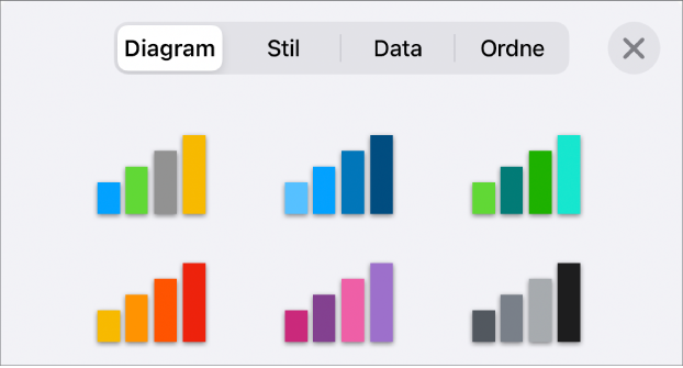 Diagramstiler i Diagram-fanen i Format-menyen.