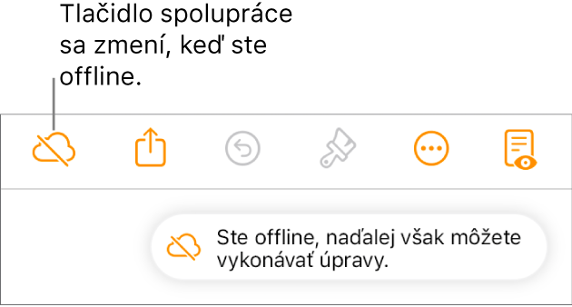 Upozornenie na obrazovke s oznámením Ste offline, ale naďalej môžete upravovať.