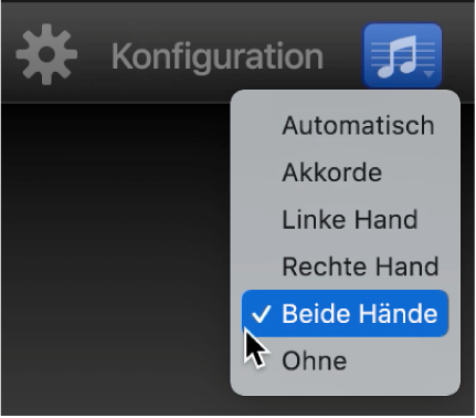 Einblendmenü „Notation“