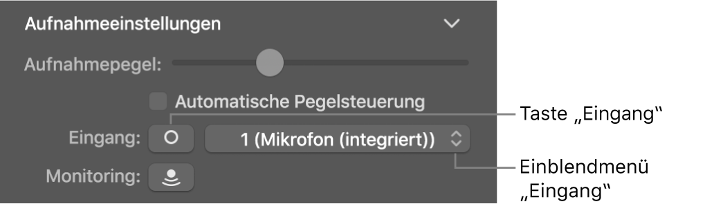 Taste „Eingang“ und Einblendmenü im Informationsfenster „Smart Controls“