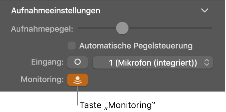 Taste „Eingangs-Monitoring“ im Informationsfenster „Smart Controls“