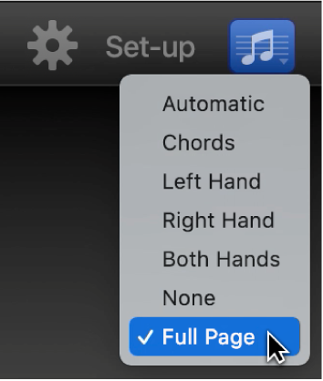 Choosing Full Page from Notation pop-up menu.