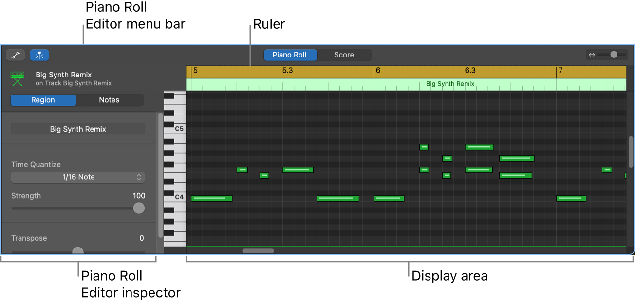 The Piano Roll Editor.