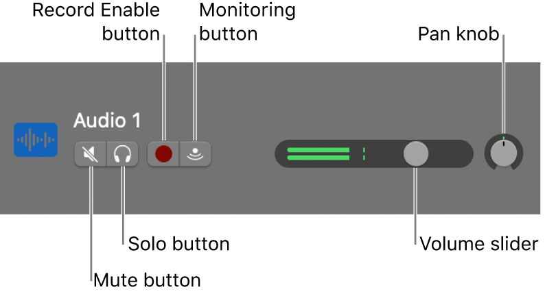 Track header, with controls called out.