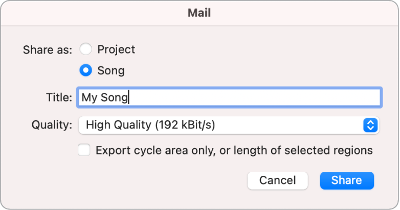 Mail Drop dialog.