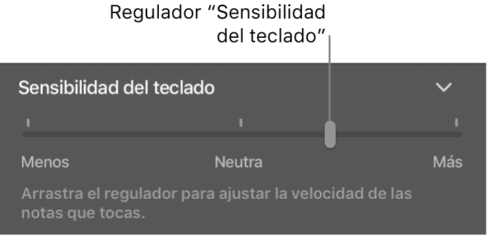 Regulador Sensibilidad del teclado en el inspector de Smart Controls.