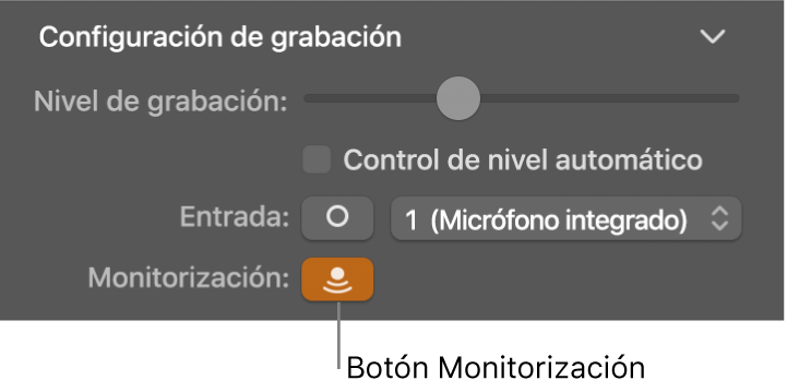 Botón Monitorización de entrada en el inspector de Smart Controls.