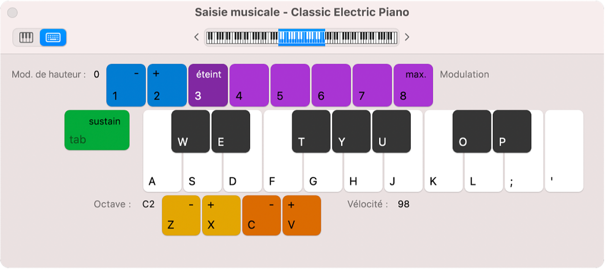 Fenêtre Saisie musicale.