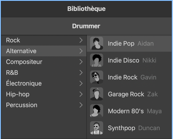 Fiche personnage dans l’éditeur Drummer.